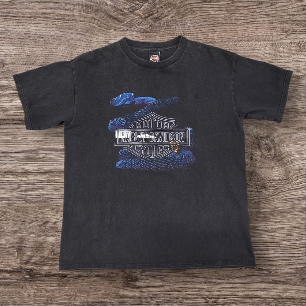 Vintage Harley Davidson T Shirt Men XL Black Snake Graphic Lauderdale Florida